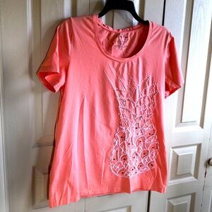 Carol Bay Womans Orange Top Size L Short Sleeves